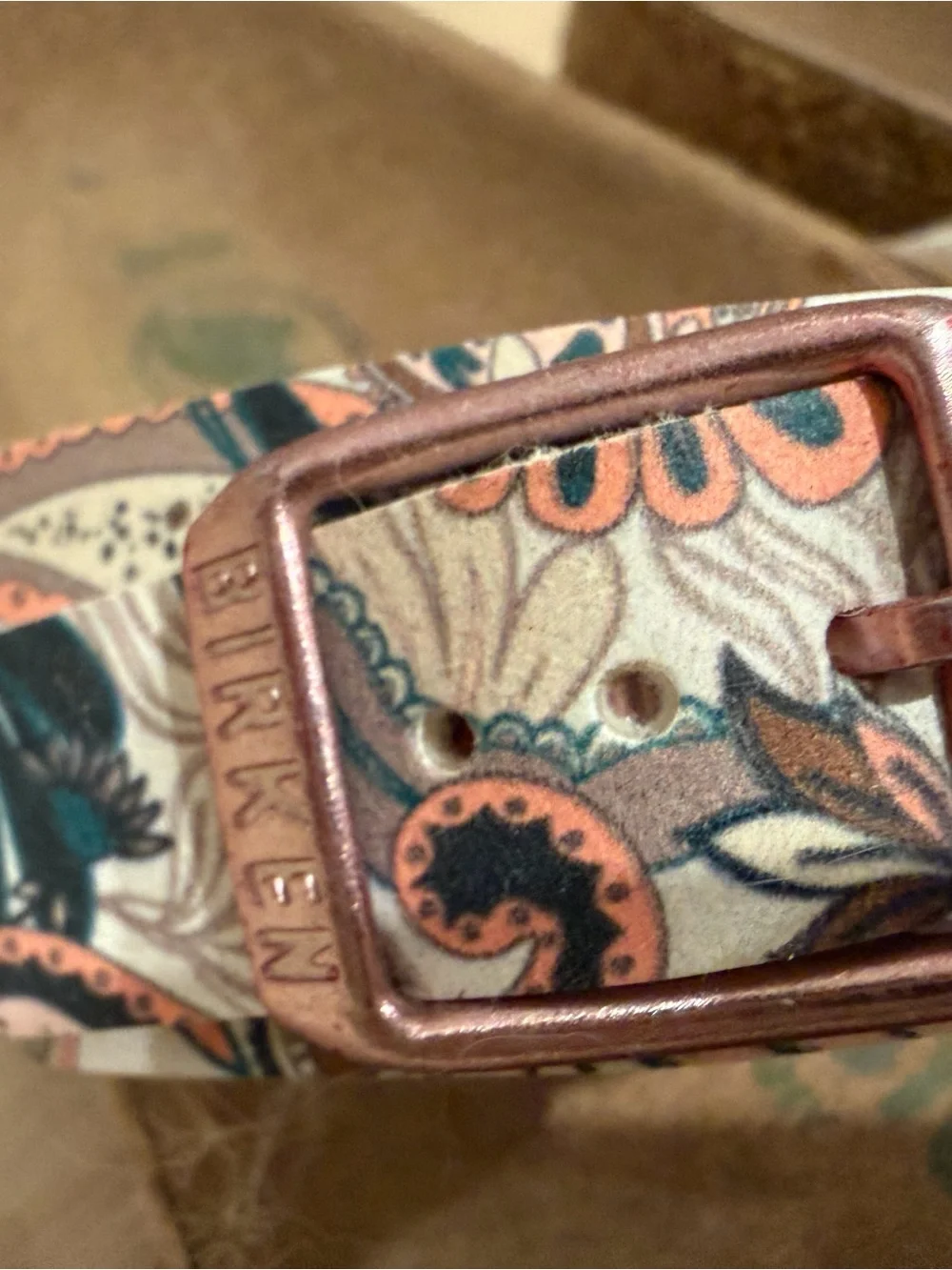 Birkenstock Kids Paisley-Print Sandals in Pink and Teal